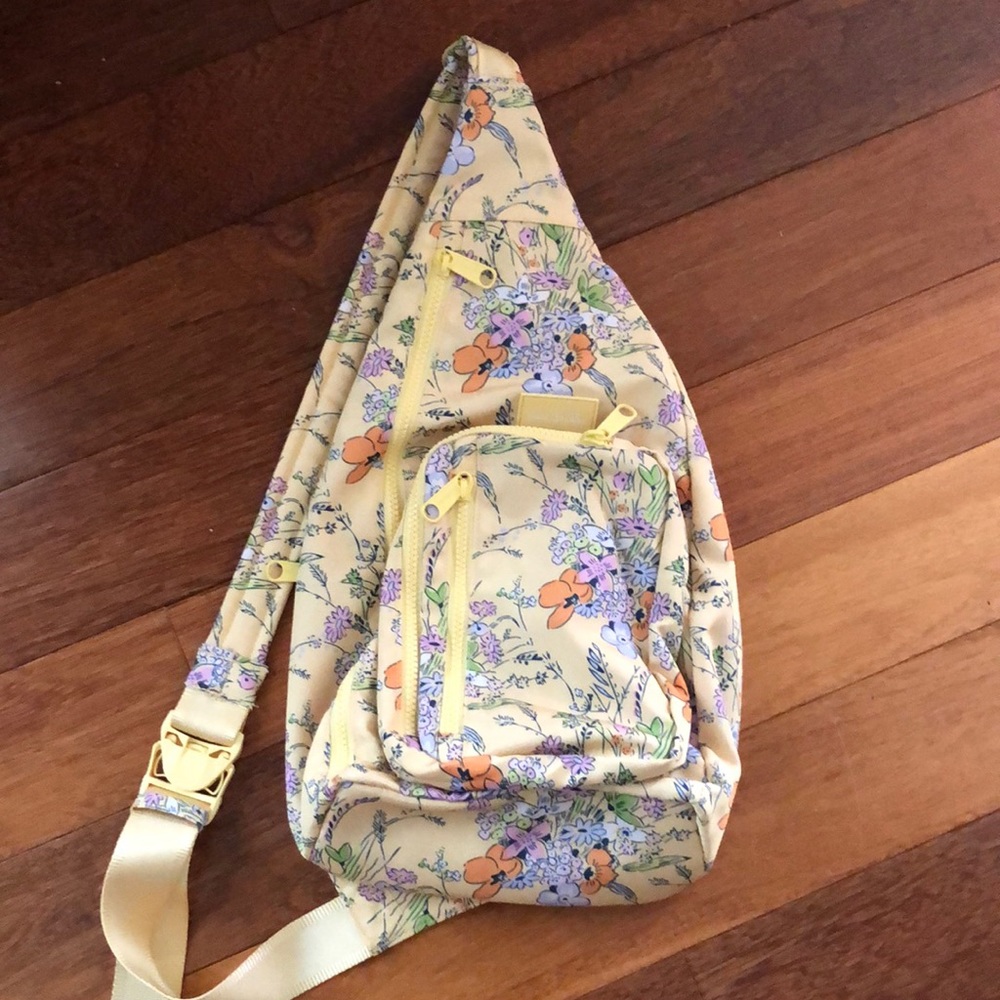 Vera Bradley ReActive Sunlit Garden Sling Crossbody yellow floral print backpack